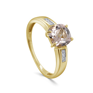 Кольцо из желтого золота с кварцем