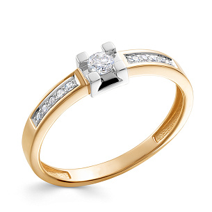 Кольцо из красного золота с бриллиантом