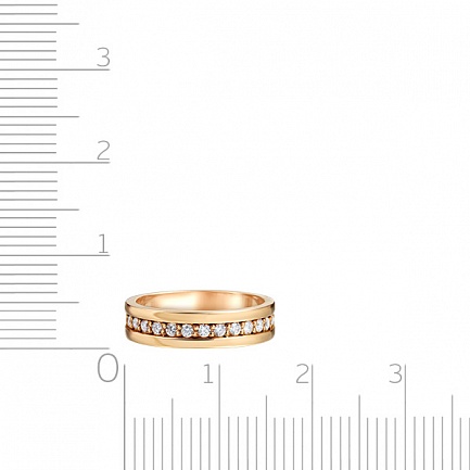 Кольцо обручальное из красного золота с бриллиантами