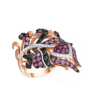 Кольцо из красного золота с бриллиантами, рубинами