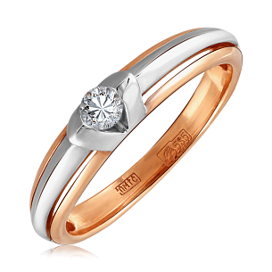 Кольцо из красного золота с бриллиантом