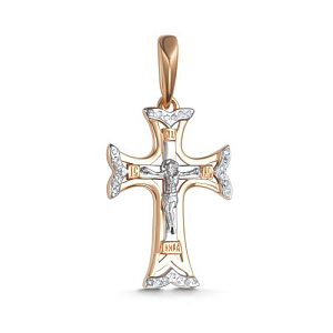 Крест из красного золота с бриллиантами