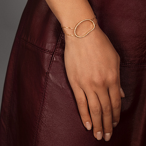 Браслет декоративный из желтого золота с бриллиантами, плетение якорное