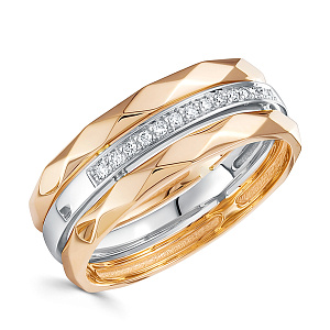 Кольцо обручальное из комбинированного золота