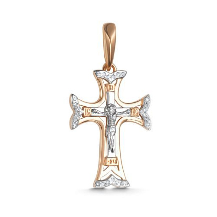 Крест из красного золота с бриллиантами