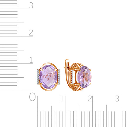 Серьги с английским замком из красного золота с аметистом