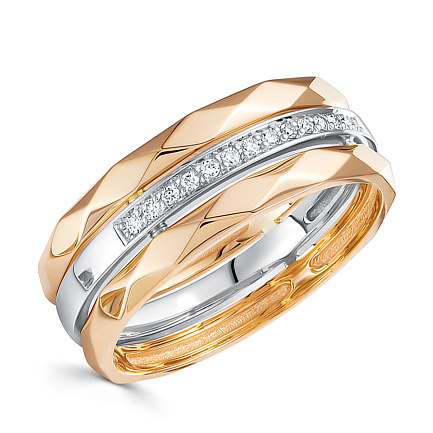 Кольцо обручальное из комбинированного золота