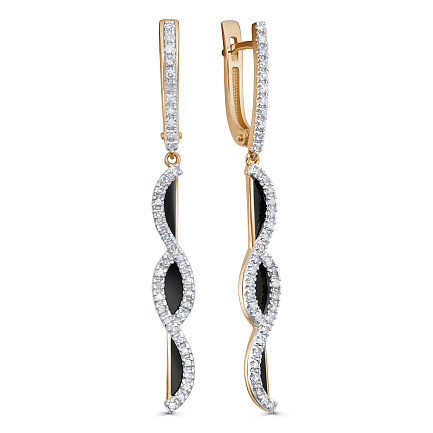 Серьги с английским замком из красного золота с бриллиантами