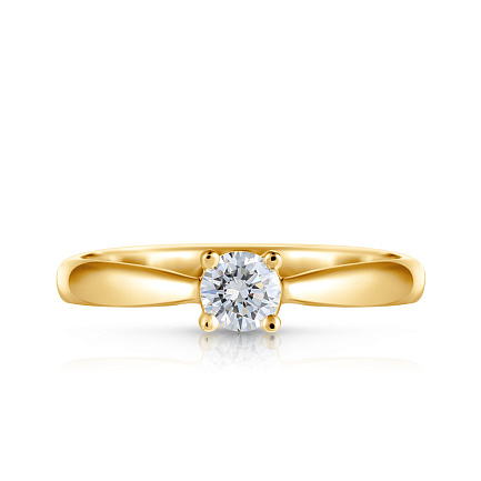 Кольцо помолвочное из желтого золота с бриллиантом