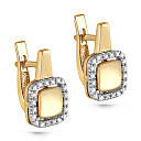 Серьги с английским замком из желтого золота с бриллиантами