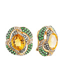 Серьги из желтого золота с бриллиантами, сапфирами