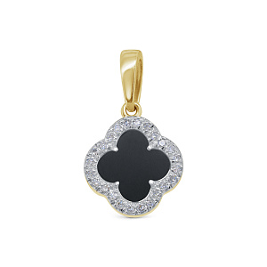 Подвеска из желтого золота с бриллиантами, ониксом