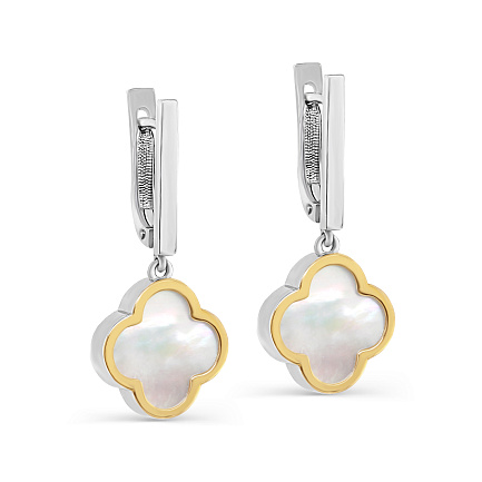 Серьги с английским замком из серебра с перламутром