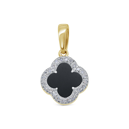 Подвеска из желтого золота с бриллиантами, ониксом