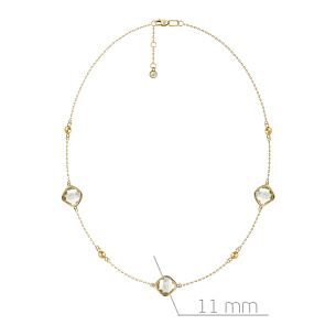 Колье из желтого золота с аметистом, плетение якорное