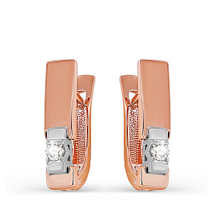 Серьги с английским замком из красного золота с бриллиантами