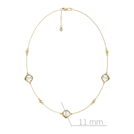 Колье из желтого золота с аметистами, плетение якорное