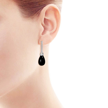 Серьги с английским замком из белого золота с бриллиантами