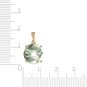 Подвеска из желтого золота с аметистом, бриллиантом