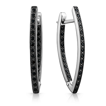 Серьги с английским замком из серебра с фианитом