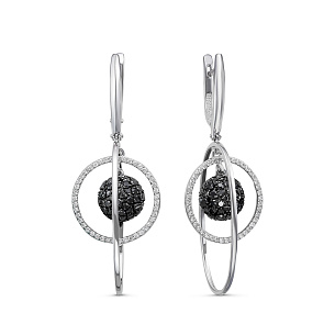 Серьги с английским замком из белого золота с бриллиантом