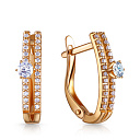 Серьги с английским замком из красного золота с фианитом