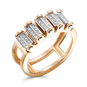 Кольцо из красного золота с бриллиантом