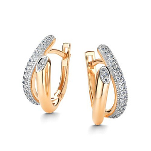 Серьги с английским замком из красного золота с бриллиантами