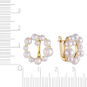 Серьги с английским замком из желтого золота с жемчугом