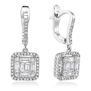 Серьги из белого золота с бриллиантом