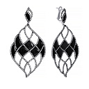 Серьги из серебра с ониксом, фианитом