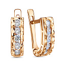 Серьги с английским замком из красного золота с фианитами