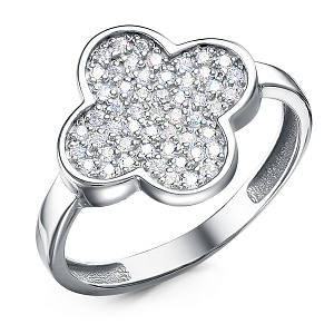 Кольцо из серебра с фианитами