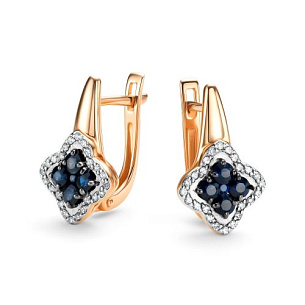 Серьги с английским замком из красного золота с бриллиантом