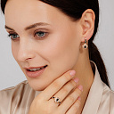 Кольцо из красного золота с бриллиантами, сапфиром