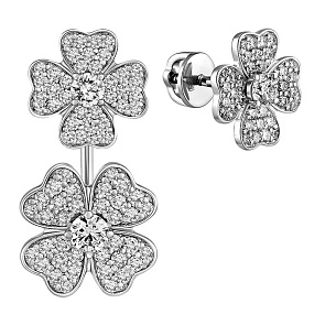 Серьги из белого золота с бриллиантом