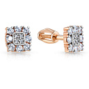 Пусеты из красного золота с фианитом