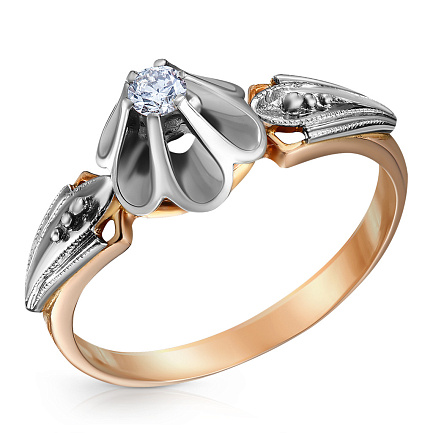 Кольцо из комбинированного золота с бриллиантом