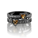 Кольцо из серебра с фианитами, цитринами