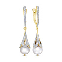 Серьги с английским замком из желтого золота с бриллиантами