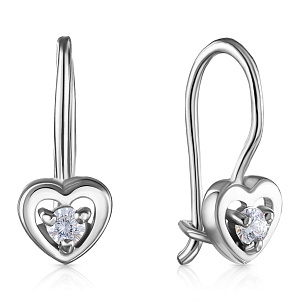 Серьги детские из серебра с фианитом