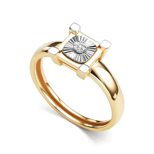 Кольцо из желтого золота с бриллиантом