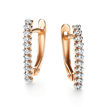 Серьги с английским замком из красного золота с бриллиантами