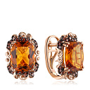 Серьги с английским замком из красного золота с цитрином