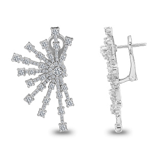 Серьги из белого золота с бриллиантом