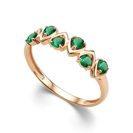 Кольцо из красного золота с изумрудами