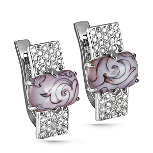 Серьги с английским замком из белого золота с бриллиантами