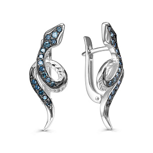 Серьги с английским замком из белого золота с бриллиантом