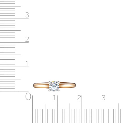 Кольцо из красного золота с фианитом