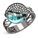 Кольцо из серебра с ситалом, фианитами